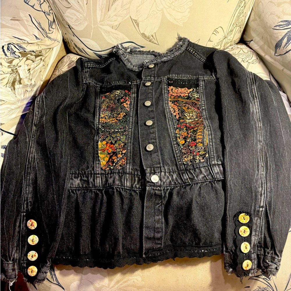 Black Jean Distressed Jacket